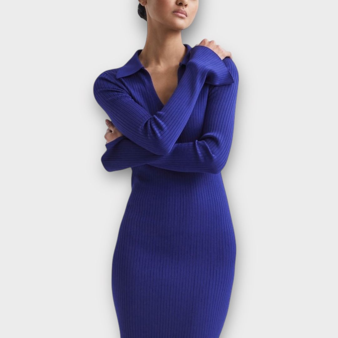 Reiss Ronnie Collared Knitted Bodycon Dress - S