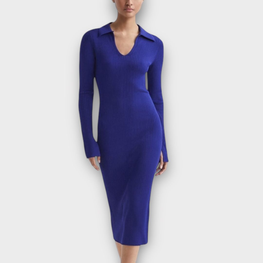 Reiss Ronnie Collared Knitted Bodycon Dress - S