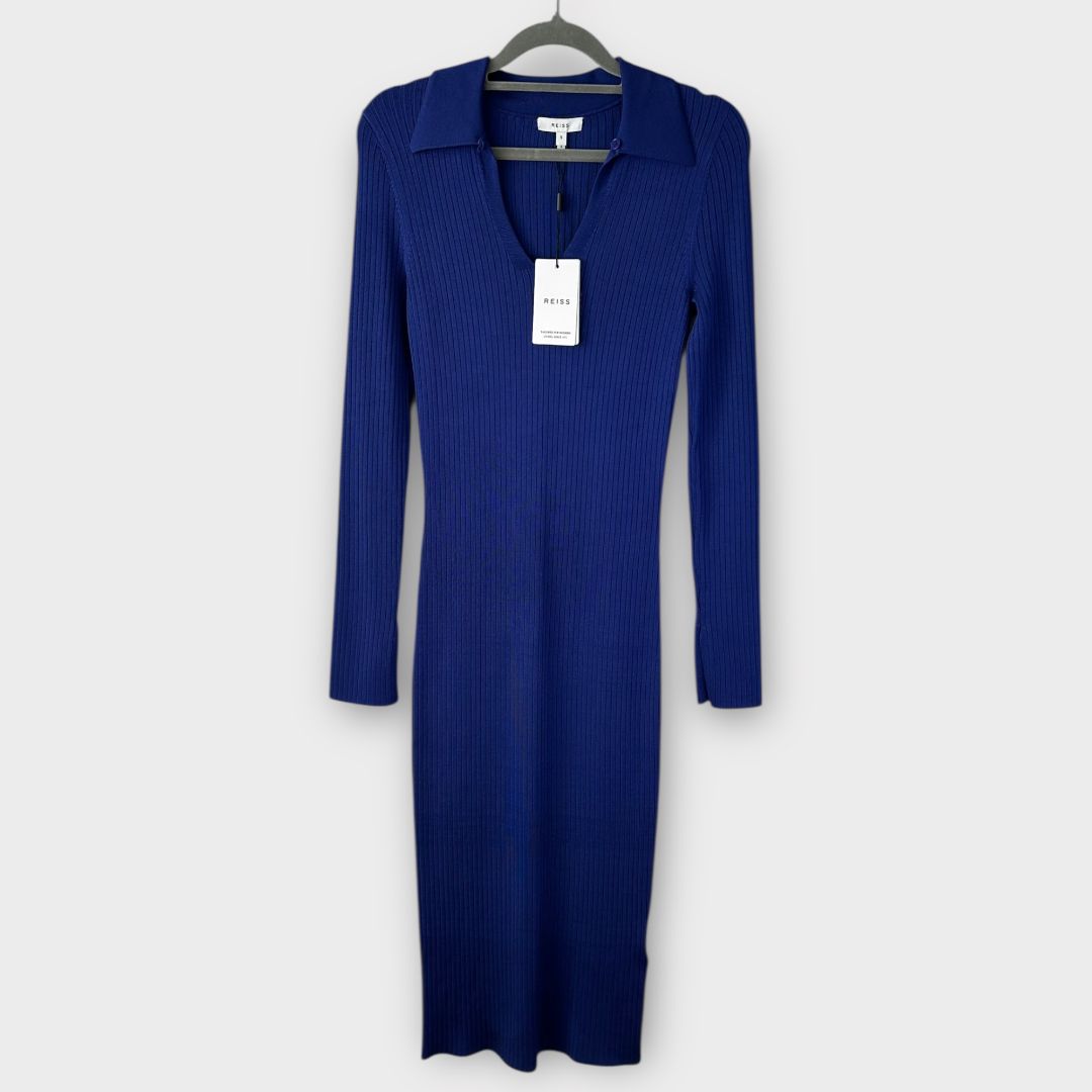 Reiss Ronnie Collared Knitted Bodycon Dress - S