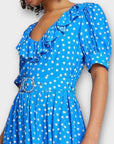River Island Belted Spot Print Frill Hem Midi Dress - 6