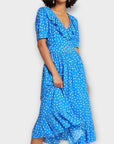 River Island Belted Spot Print Frill Hem Midi Dress - 6