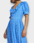River Island Belted Spot Print Frill Hem Midi Dress - 6