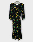 Rixo Floral Silk Wrap Dress - S