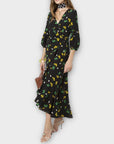 Rixo Floral Silk Wrap Dress - S