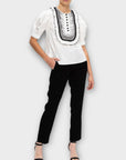 Self-Portrait Lace Bib Cotton Top - 12