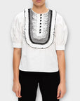 Self-Portrait Lace Bib Cotton Top - 12