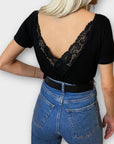Sinead Keary Marykate Lace Back Detail V Neck T-Shirt - 8