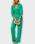 Sosandar Tailored Wrap Front Tie Waist Jumpsuit - 14 (Short)