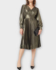 Suncoo Ceylan Metallic Midi Dress - 12/14 (L)