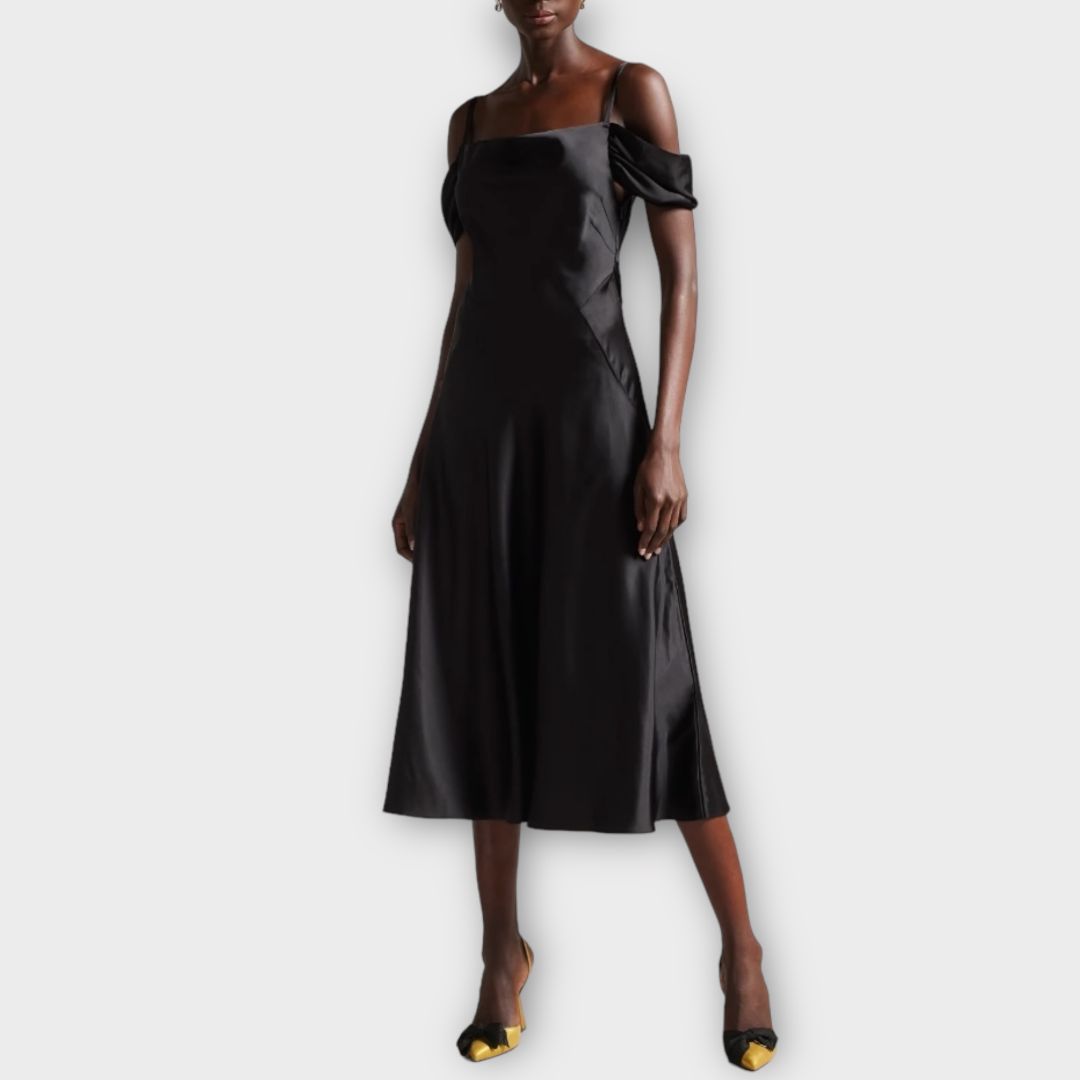 Cowl front midi dress outlet