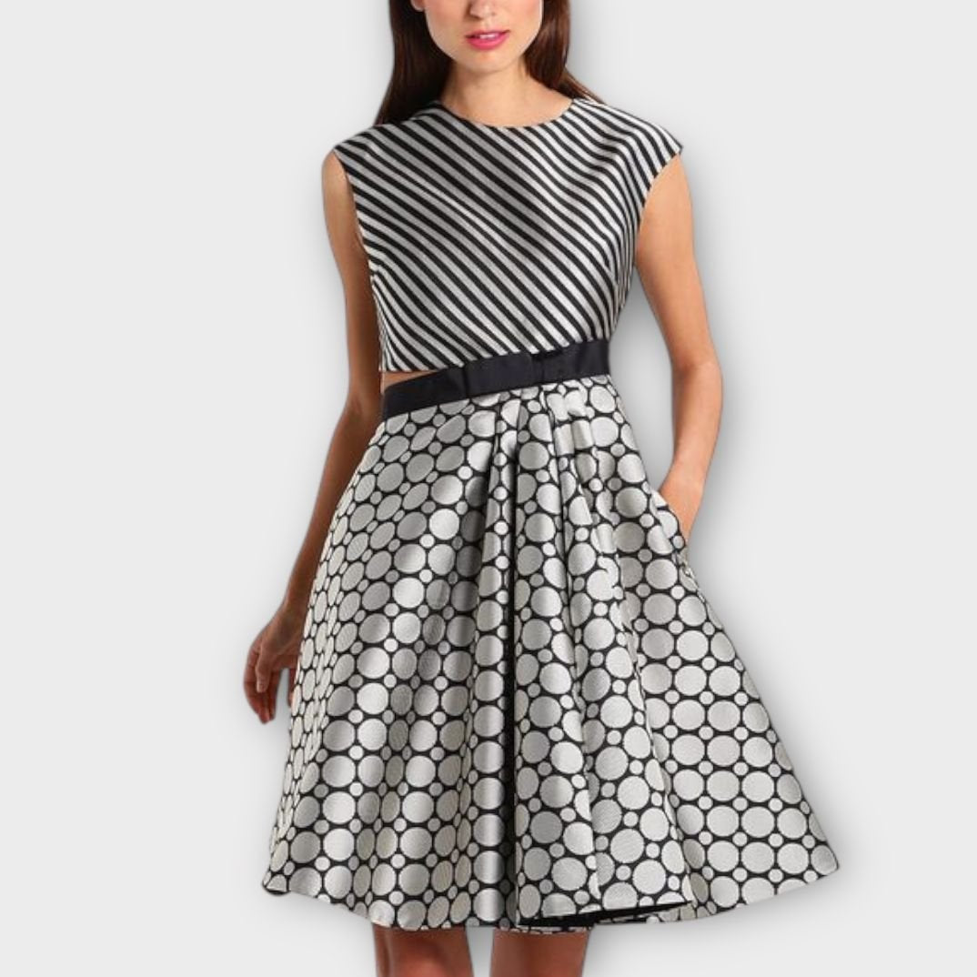 Ted Baker Reetah Stripe Polka Dot Cutout Midi Dress 8 TB 1 2nd Ave Trading