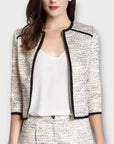 Ted Baker Yomoi Zip Up Crop Tweed Jacket - 10