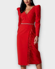 The 8th Sign Embellished Feather Trim Dress - 8