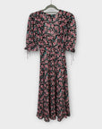 The Kooples Floral Silk Midi Wrap Dress - 8