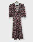 The Kooples Floral Silk Midi Wrap Dress - 8