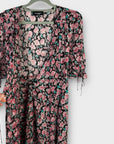 The Kooples Floral Silk Midi Wrap Dress - 8