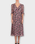 The Kooples Floral Silk Midi Wrap Dress - 8
