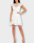 Three Floor Ruffle Trimmed Lace Dress - 14
