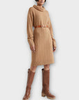 Tommy Hilfiger Cable-Knit Wool Roll Neck Dress - M