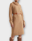 Tommy Hilfiger Cable-Knit Wool Roll Neck Dress - M