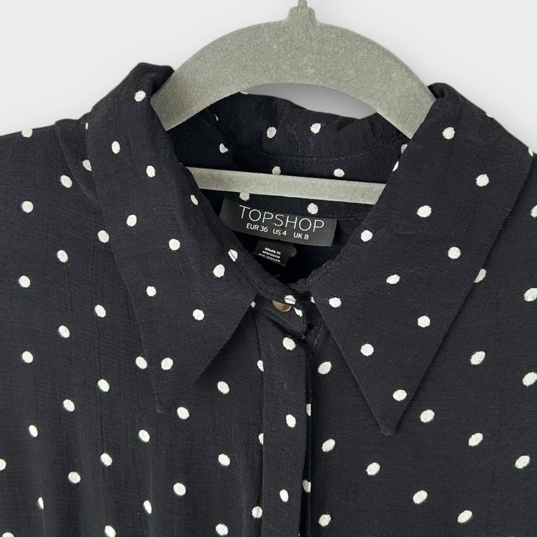Topshop Polka Dot Thigh Split Dress - 8