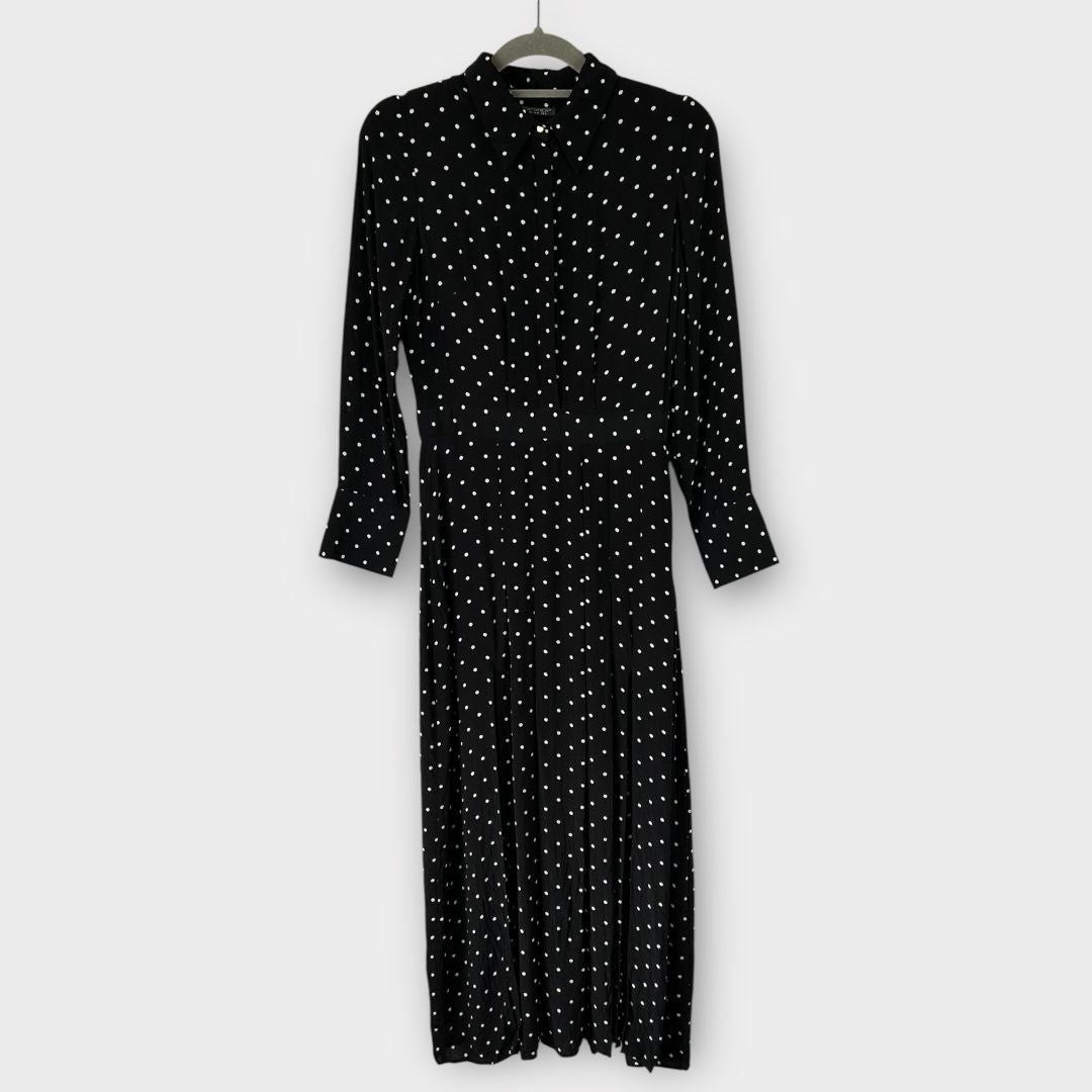 Topshop Polka Dot Thigh Split Dress - 8