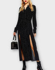 Topshop Polka Dot Thigh Split Dress - 8