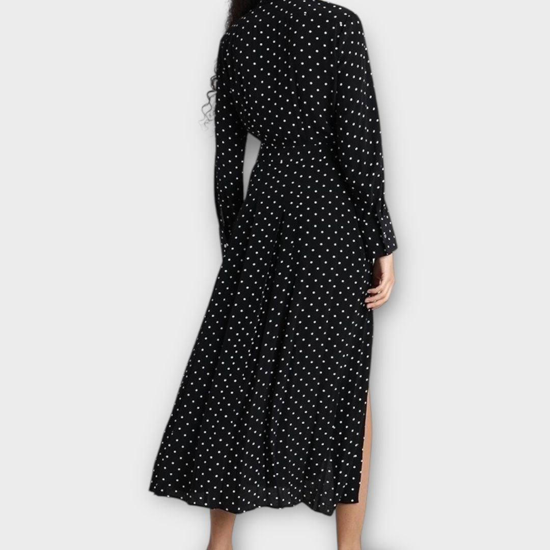 Topshop Polka Dot Thigh Split Dress - 8