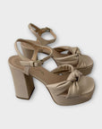 Unisa Leather High Block Heel Knotted Platform Sandals - 4/37
