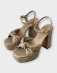 Unisa Leather High Block Heel Knotted Platform Sandals - 4/37