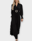 Voyelles Belted Pleat Maxi Dress - 12/14 (L)