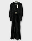 Voyelles Belted Pleat Maxi Dress - 12/14 (L)