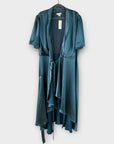 Wallis Satin Balloon Sleeve Wrap Midi Dress - 18