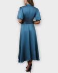 Wallis Satin Balloon Sleeve Wrap Midi Dress - 18