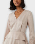 Warehouse Jacquard Peplum Midi Dress - 8