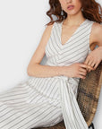 Warehouse Stripe V Neck Midi Dress - 14