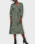 Whistles Clouded Leopard Shirred Dress - 12