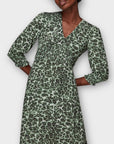 Whistles Clouded Leopard Shirred Dress - 12