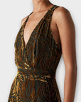 Whistles Edith Reed Print Velvet Maxi Dress - 10