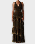 Whistles Edith Reed Print Velvet Maxi Dress - 10