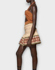 Zara Cotton Ruched Boho Mini Skirt - M