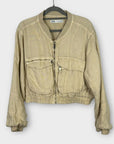 Zara Cropped Linen Bomber Jacket - L