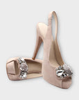Zara Embellished Suede Heels - 3/36