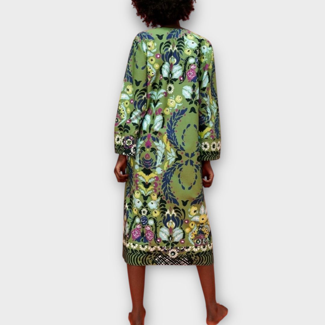 Zara Floral Kaftan Cotton Dress - 14/16 (XL)