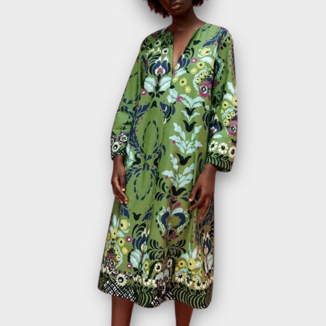 Zara Floral Kaftan Cotton Dress - 14/16 (XL)