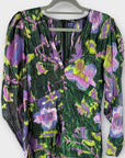 Zara Shimmery Floral Puff Sleeve Mini Dress - S