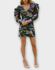 Zara Shimmery Floral Puff Sleeve Mini Dress - S