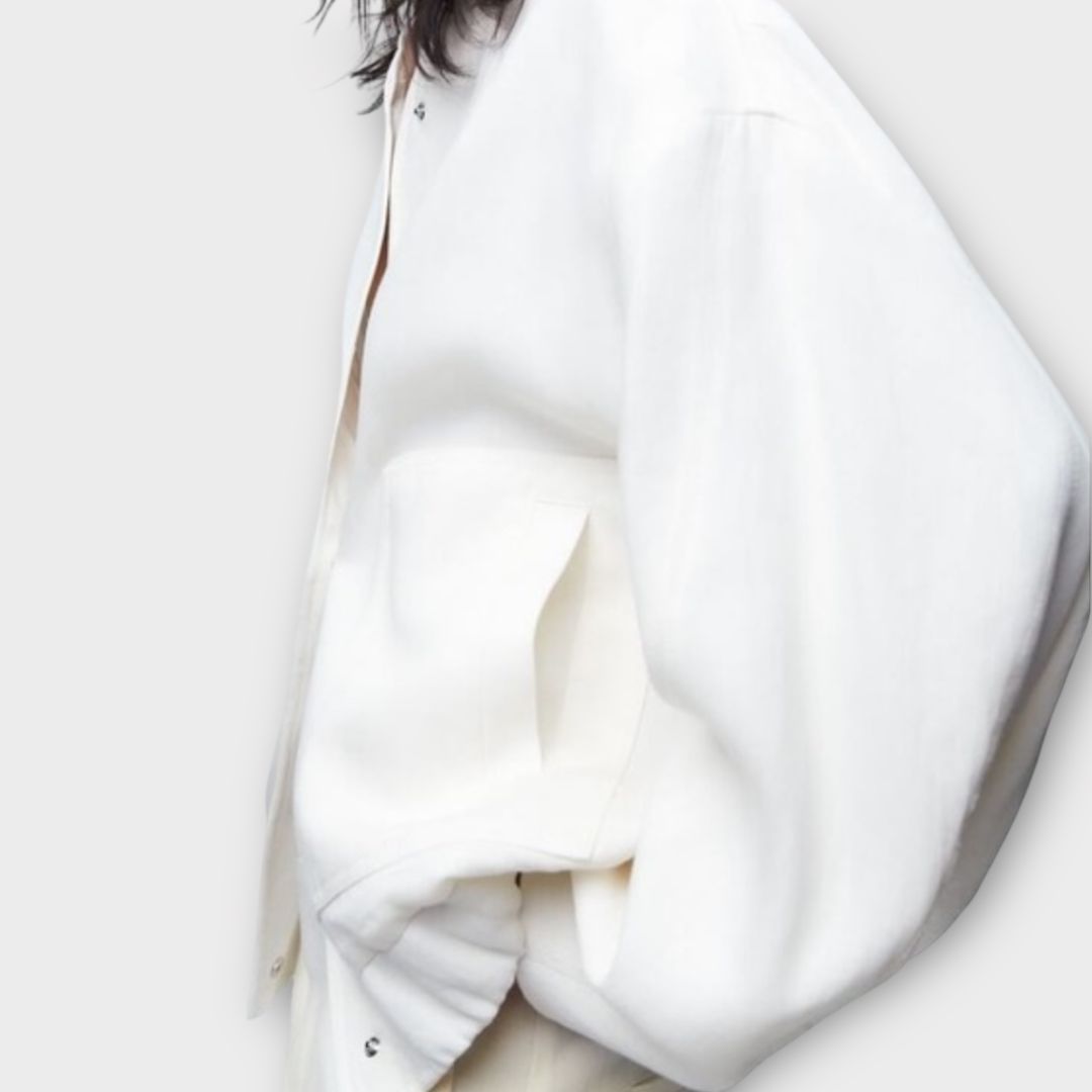 Zara Oversized Linen Blend Bomber Jacket - 14 (M)