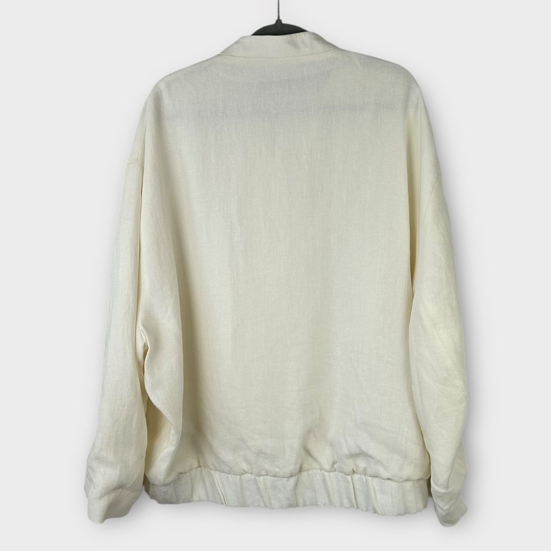 Zara Oversized Linen Blend Bomber Jacket - 14 (M)