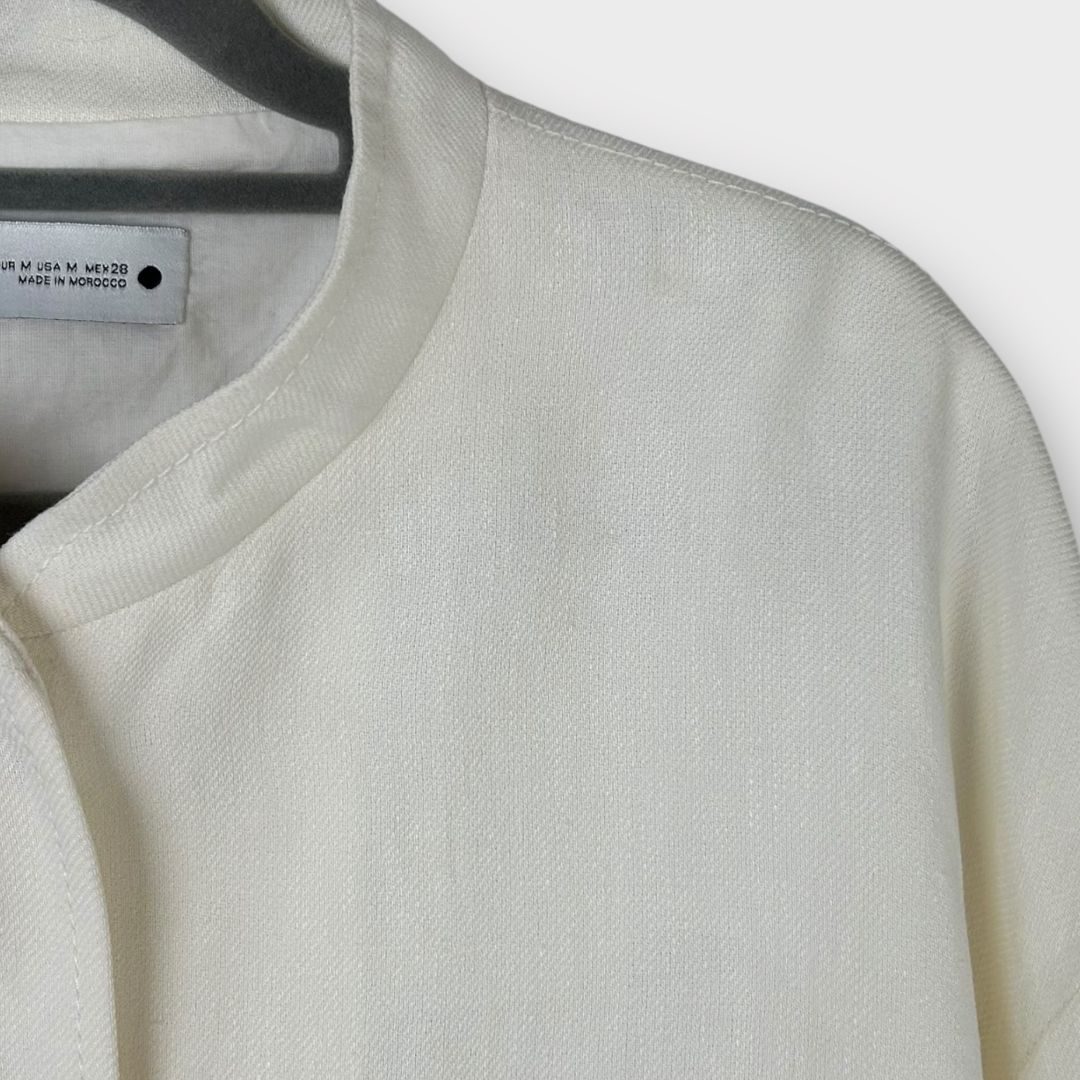 Zara Oversized Linen Blend Bomber Jacket - 14 (M)